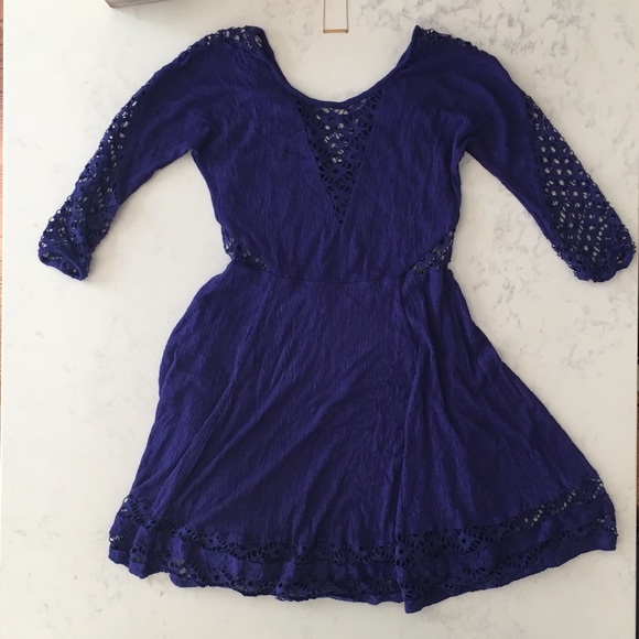Free People Dresses & Skirts - Free People Purple Boho Dress with Lace Cutouts